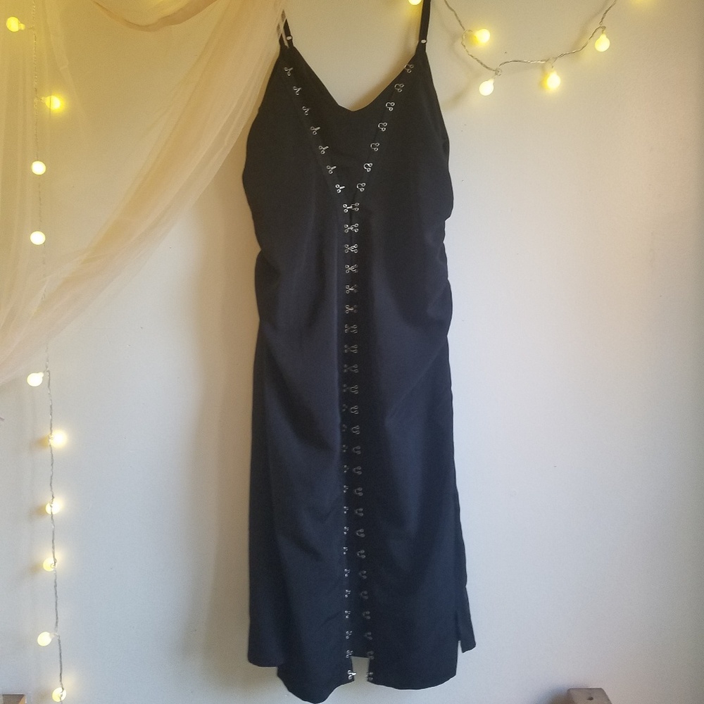 NWT ASOS Black Slip Dress With Hardware Detail - Picture 3 of 8
